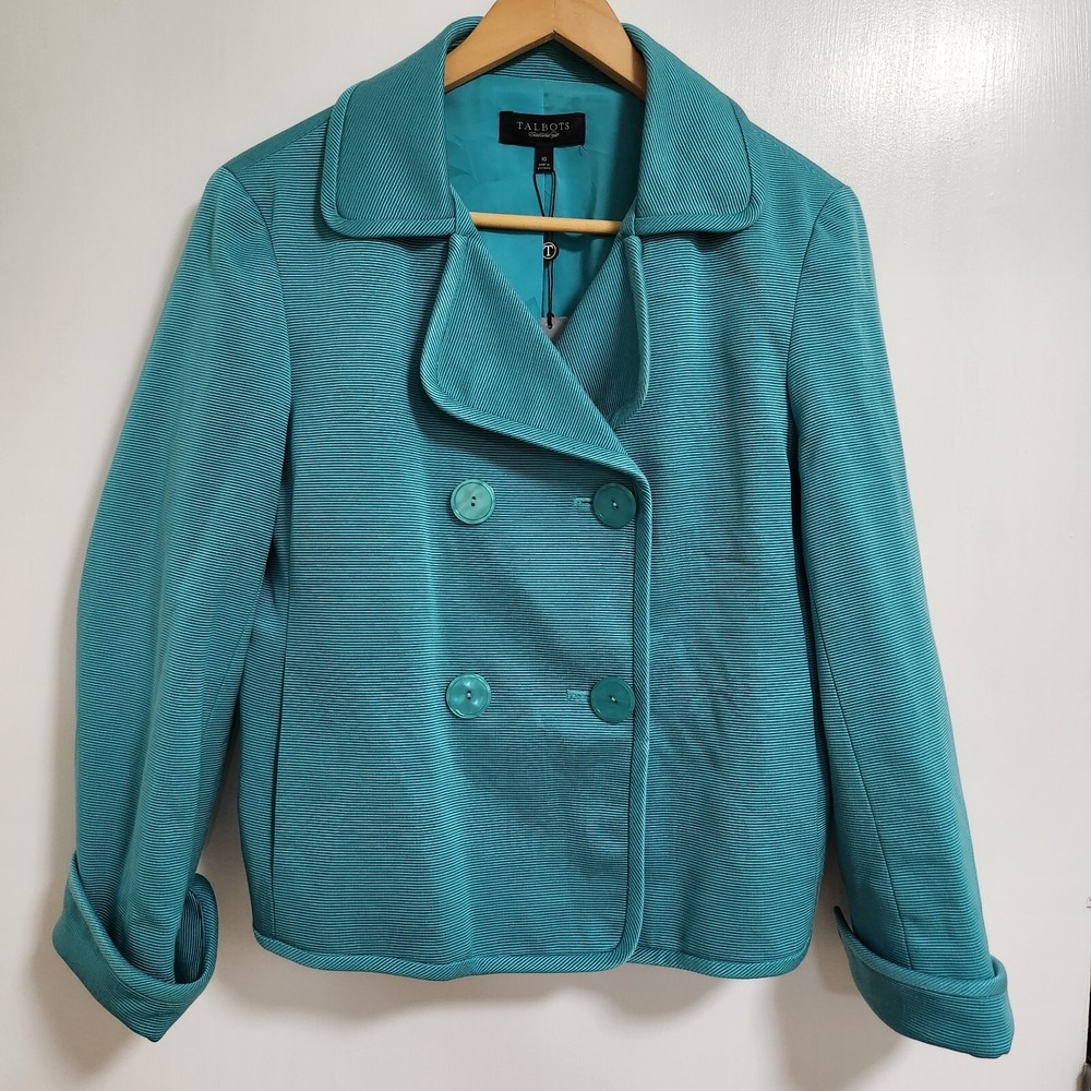 Talbots Double Breasted Grace Fit Blazer Cotton‎ Silk Blend